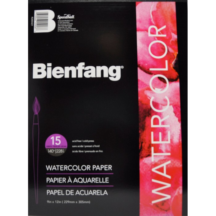 Bienfang, Tablette Papier Aquarelle 140lbs,  9" x 12 15 feuilles par tablette BR285-421