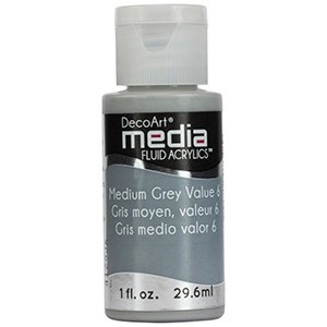 Acryliques Fluides DecoArt Media 1oz Gris Moyen Valeur 6 S1 DMFA017