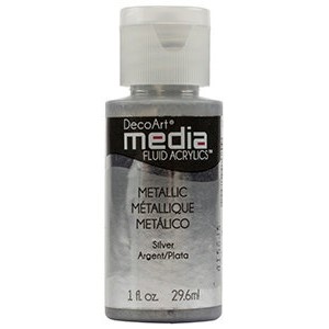 Acryliques Fluides DecoArt Media 1oz Argent Métallique S3 DMFA048